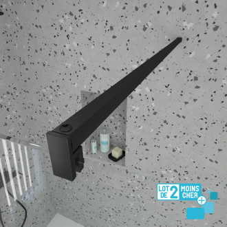 Lot de 2 parois de douche 100x195 cm en verre trempé 5 mm - profilés et bras noirs Aurlane - PACF472