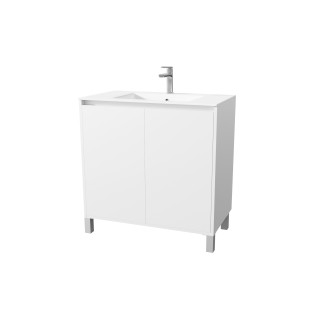 Pack meuble salle de bains 80 cm blanc, 2 portes avec vasque céramique - xenos Aurlane - PACM687