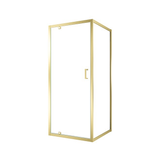 Pack porte de douche pivotante 90x200cm et retour 90cm - profilés or doré brossé - verre 6mm Aurlane - PACF475