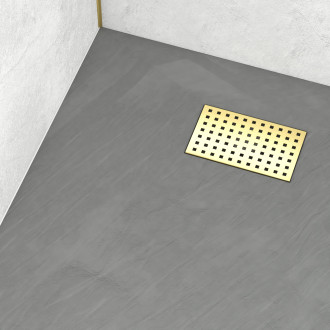 Pack receveur gris effet pierre 80x120 cm et grille décor perforée or doré brossé - rock 2 Aurlane - PACR211