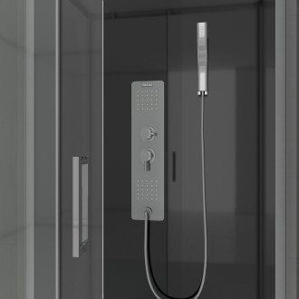 Cabine de douche hydromassante 110x80x215 cm - fond noir et profilés gris - BLACK STYLE Aurlane - CAB236