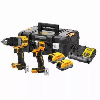 Pack perceuse visseuse à percussion + visseuse à chocs 18V 1,7Ah Powerstack DEWALT - DCK2050E2T-QW