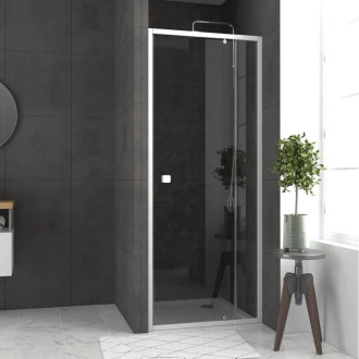 Pack porte de douche pivotante blanc de 78 à 90x185cm + receveur 80x80 - WHITY PIVOT Aurlane - PACF038