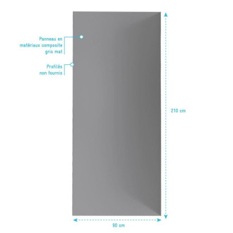 Panneau mural finition aluminium gris 90 x 210 cm - WALL’IT GRIS Aurlane - FAC320