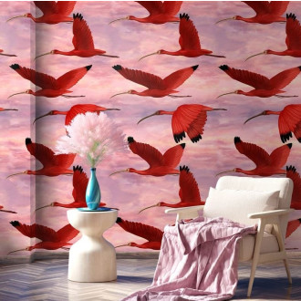 Papier peint tropical oiseaux roses - IBIS++ Papier peint tropical oiseaux roses - IBIS++