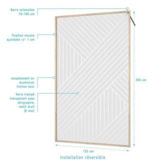 Paroi de douche 120 x 200 HINATA - Style Japandi géométrique Aurlane - FAC1061