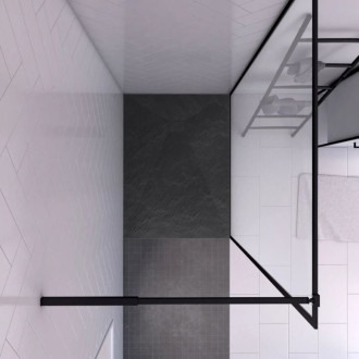 Paroi de douche 120x200cm + receveur à poser 120x80cm - Cadre et barre noir mat - CONTOURING 120 Aurlane - PACF010