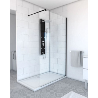 Paroi de douche à l’italienne 120×200 cm verre trempé 8 mm - Profil noir mat - FREEDOM 2 BLACK Aurlane - FAC301