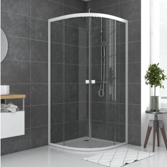 Paroi porte de douche 1/4 cercle blanc 90x90cm de largeur - Verre transparent - WHITY ROUND Aurlane - FAC491