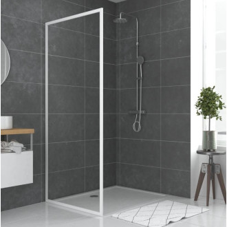 Paroi porte de douche blanc RETOUR 90x185cm pour porte - Verre transparent 5mm - WHITY SIDE 90 Aurlane - FAC495