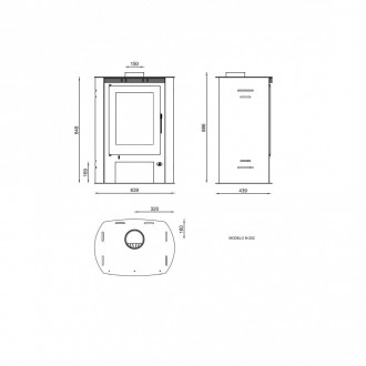 Fm poêle à bois en acier m-202 10,5kw