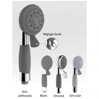 Pommeau de douche ergonomique 4 jets anticalcaire économie d'eau PMR Couleur au choix