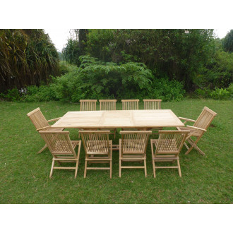 Ensemble de jardin en teck premium astana 8 chaises 2 fauteuils jenae