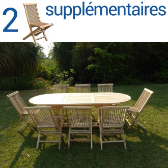 Ensemble salon de jardin en teck mahui 8+2 chaises - bundle chaises