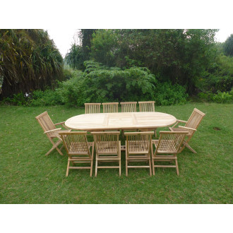 Ensemble de jardin en teck premium milana 8 chaises 2 fauteuils jenae