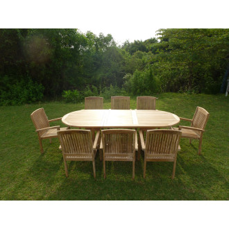 Ensemble de jardin en teck premium milana 8 fauteuils audia