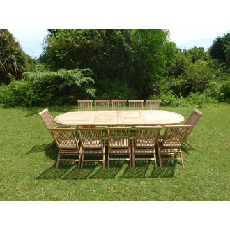 Ensemble de jardin en teck premium nayan 12 chaises jenae