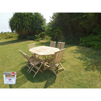 Ensemble salon de jardin en teck solo 6 chaises - bundle huile