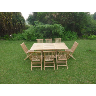 Ensemble salon de jardin en teck sunang 8 chaises jenae