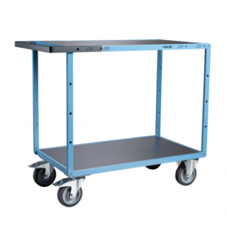 Servante mécano-soudée EVERSTEEL™ 2 plateaux tôle galva 1000 x 600 mm roues TPE 400 kg - 880702341