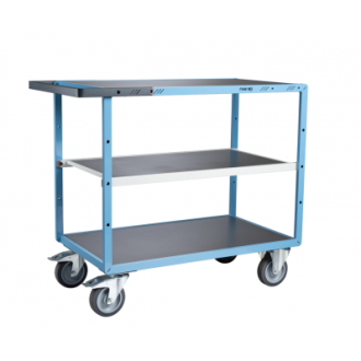 Servante mécano-soudée EVERSTEEL™ 3 plateaux tôle galva 1000 x 600 mm roues TPE 400 kg - 880702342