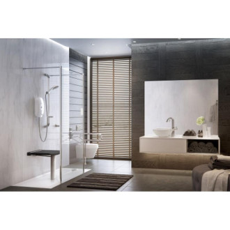 Siège de douche à assise ergonomique pleine blanche et pied à embout caoutchouc onyx white