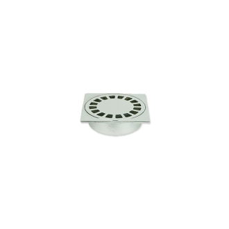 Siphon de sol en laiton chromé solusec 100x100 vertical 1"1/4