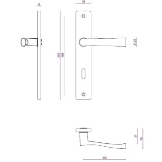Ensemble flex vachette entr.195 mm chrome satin clé l - 206416
