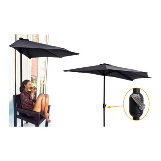 Demi parasol panama déporté à manivelle ombrage 270 cm       noir
