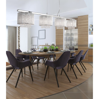 Suspension 4 ampoules elise, en chrome et cristal