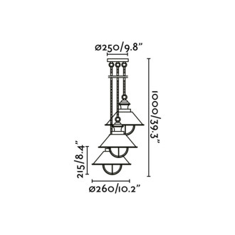 Suspension de jardin brun foncé nautica h100 3 ampoules