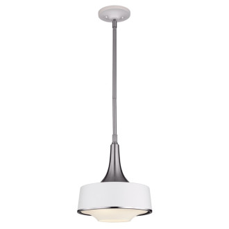 Suspension holloway, acier brossé et verre opale, blanc, 1 ampoule