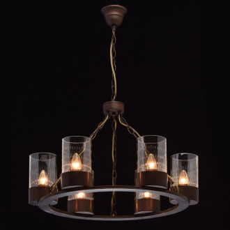 Suspension marron country 6 ampoules 80 cm