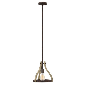 Suspension middlefield, fer et bois, 1 ampoule