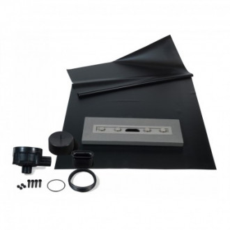 Système d'étanchéité avec siphon de sol pour douche à l'italienne 1300x2000 en sortie horizontale 