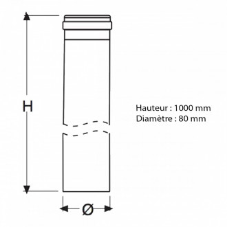 Tuyau conduit d'évacuation poêle à pellets granulés h100 cm ø 80 mm