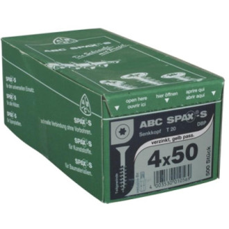 Vis à bois aggloméré tête fraisée empreinte torx acier zingué blanc partiellement filetées wirox, ø 4 mm, longueur 45 mm, boîte