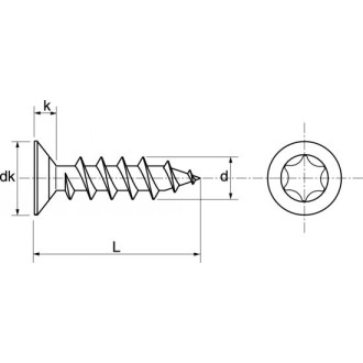 Boîte 100 Vis bois aggloméré Torx ACTON - Filetage Total - 7 x 40mm - 623107X40