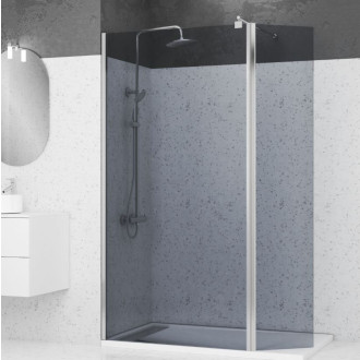 Volet pivotant fumé pour paroi de douche a l’italienne - 40x200 cm verre fumé 6mm Aurlane - FAC249