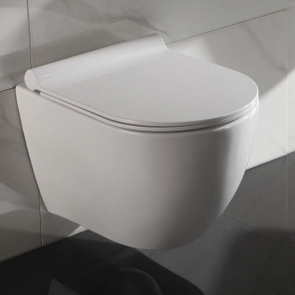 Wc suspendu ovale - avec abattant - céramique blanc - sans bride - 49x36 cm - cort Wc suspendu ovale - avec abattant - céramique blanc - sans bride - 49x36 cm - cort