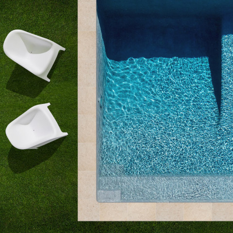 Kit complet | margelles pour piscine 10x5m en pierre de bourgogne dorée (+ colle, joint, hydrofuge ...)