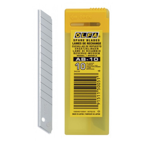 10 lames OLFA AB-10 de 9 mm de largeur, en étui distributeur - CARPENTRAS SIGN - OL34239