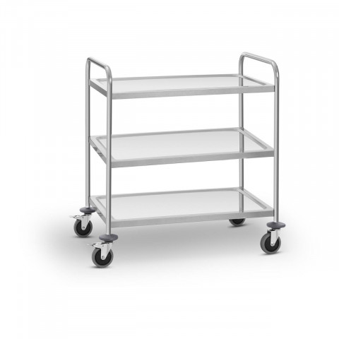 Chariot de service en inox - 3 plateaux - 150 kg 