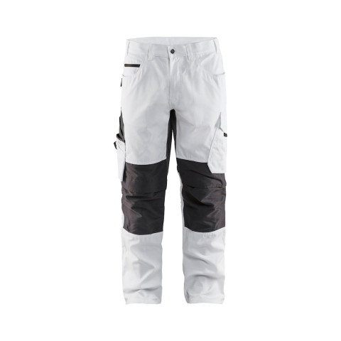 Pantalon Peintre +stretch Blanc/Gris-Foncé 10951330 - Taille au choix