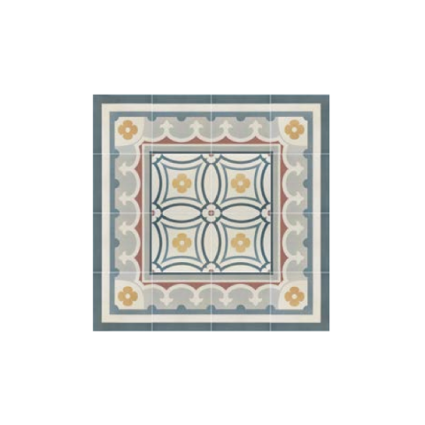 Caprice saint tropez angle carrelage aspect carreaux de ciment motif floral - 20 x 20 cm