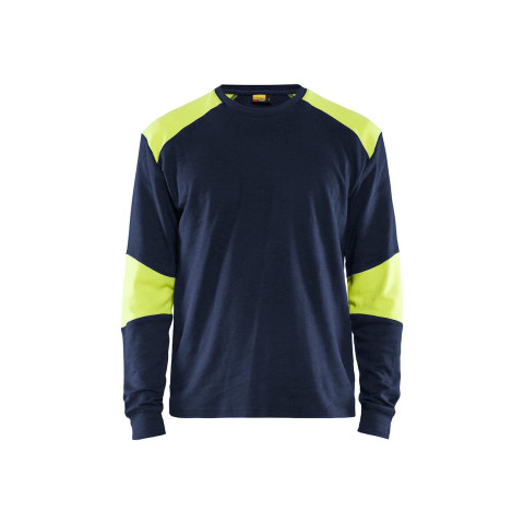 T-shirt manches longues ignifuge retardant flamme Marine/Jaune-Fluo 34571761 - Taille au choix