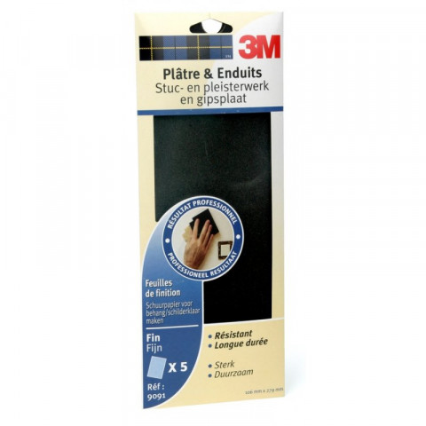 3m - 956447 - feuilles de finition plâtre et enduits fin - 5 pièces