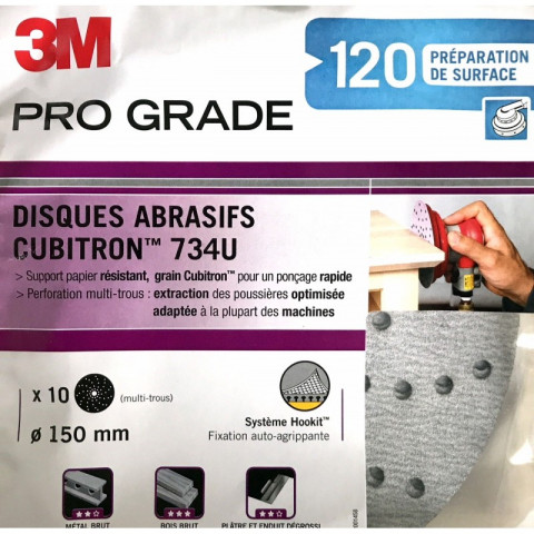 3m - disques abrasifs cubitron 734u - p120 - lot de 10 (multi-trous ) 120