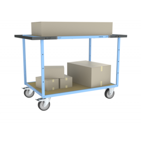 Servante mécano-soudée EVERSTEEL™ double poignées 2 plateaux médium 1200 x 800 mm 400 kg - Type de roues au choix