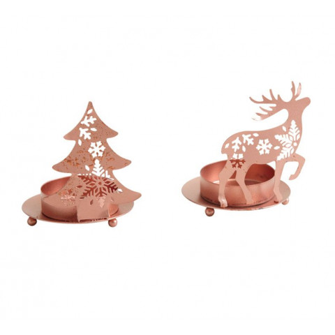 Photophore de noël en métal cuivré (lot de 2)